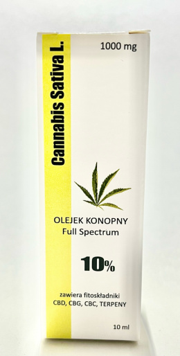 Olej CBD 10% – Cannabis Sativa L. – Olejek konopny 10 ml